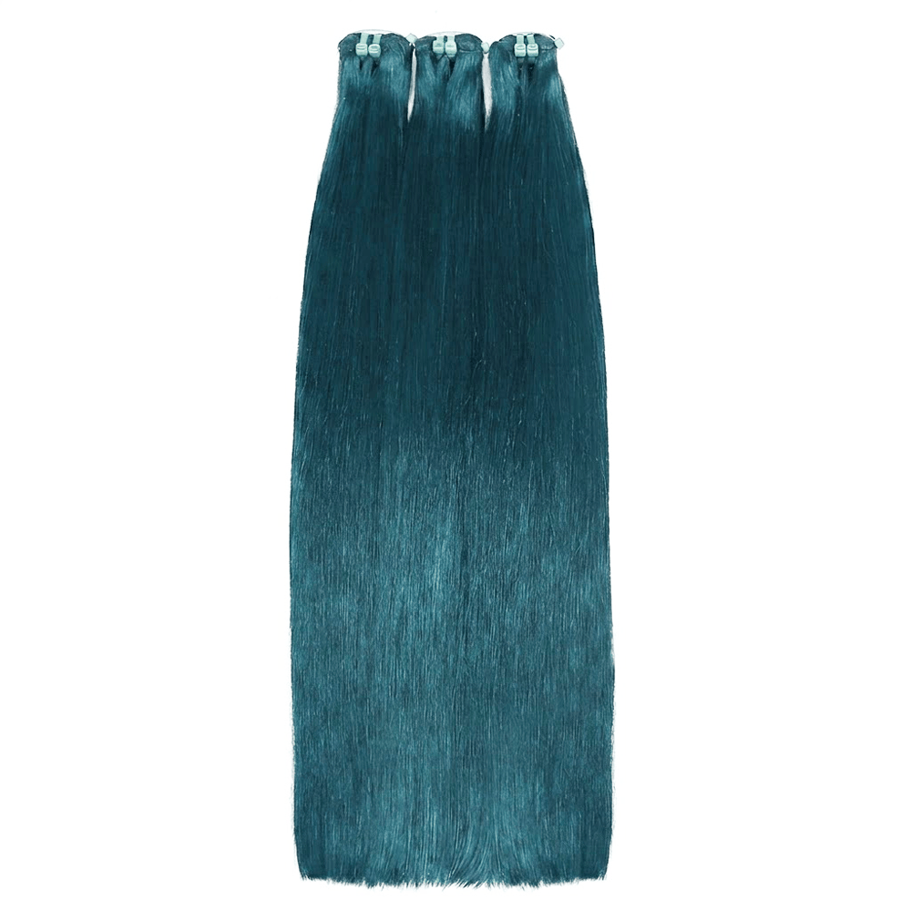 Hair Weft Luxury Natural Straight — 100% Virgin Human Hair Extensions Teal Green LINKTOWIG