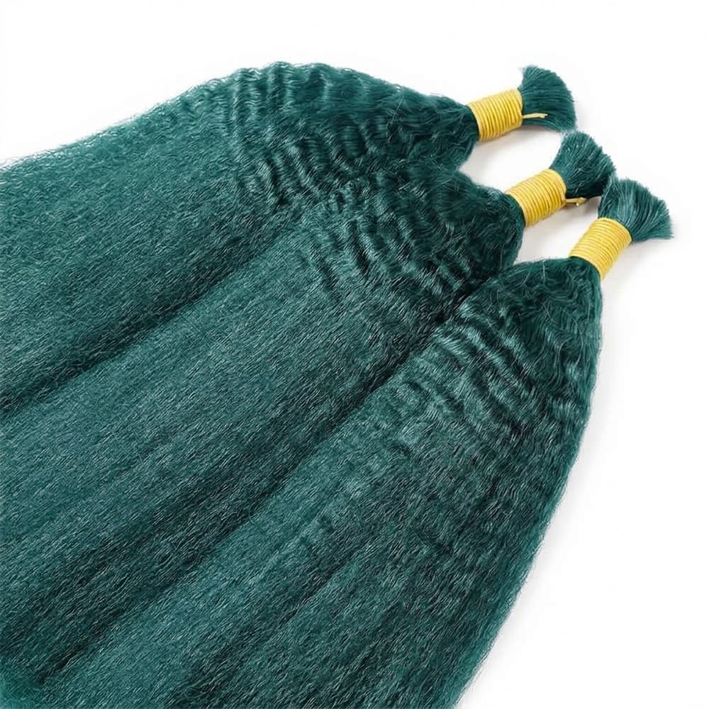 Kinky Stragiht 100% Raw Virgin Human Hair Bundles - (No Weft) Bulk Hair / Teal Green LINKTOWIG