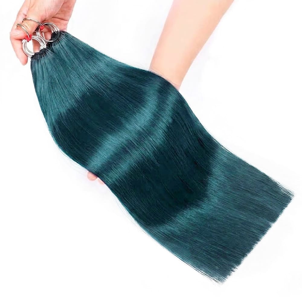 Straight Hair Bundles / Feather Hair Extensions — 100% Virgin Human Hair / Teal Green LINKTOWIG