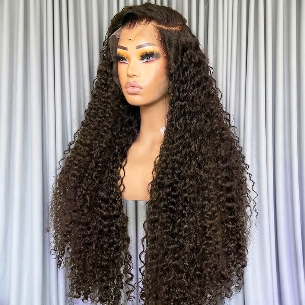 Deep Wave HD Lace Super Natural Lace Frontal Human Hair Wigs Brown LINKTOWIG