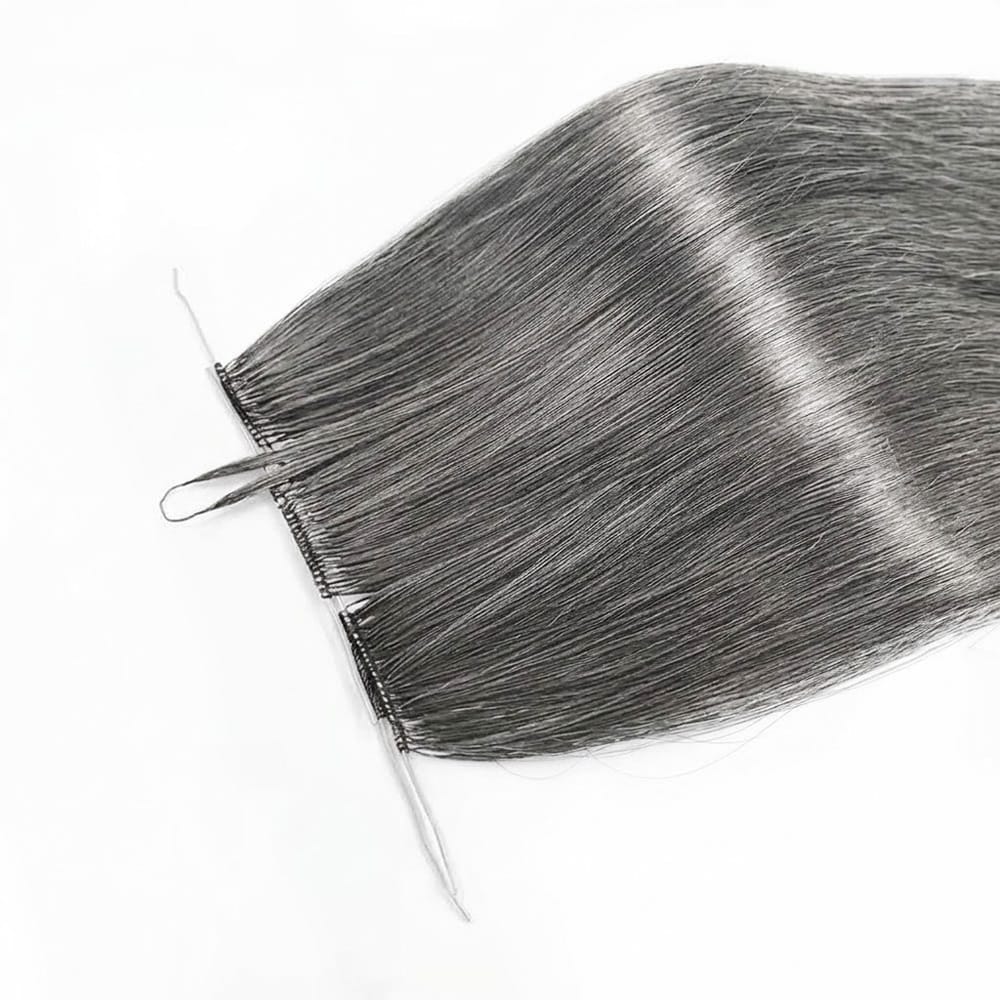 Straight Hair Bundles / Feather Hair Extensions — 100% Virgin Human Hair / Charcoal Grey LINKTOWIG