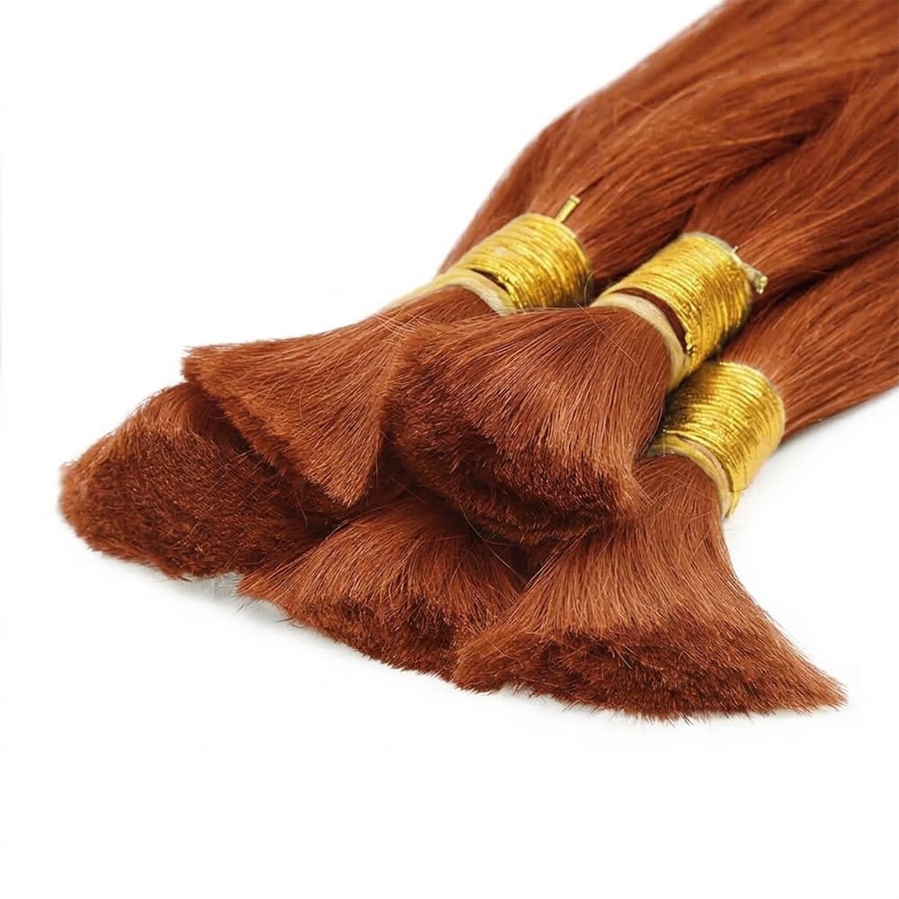 Stragiht 100% Raw Virgin Human Hair Bundles - (No Weft) Bulk Hair / Copper Orange LINKTOWIG