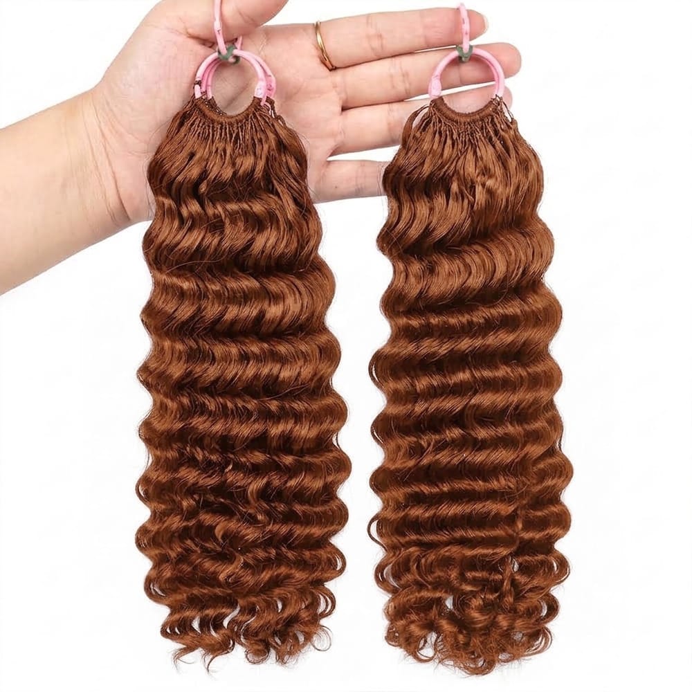 Deep Wave Hair Bundles / Feather Hair Extensions — 100% Virgin Human Hair / Copper Orange LINKTOWIG