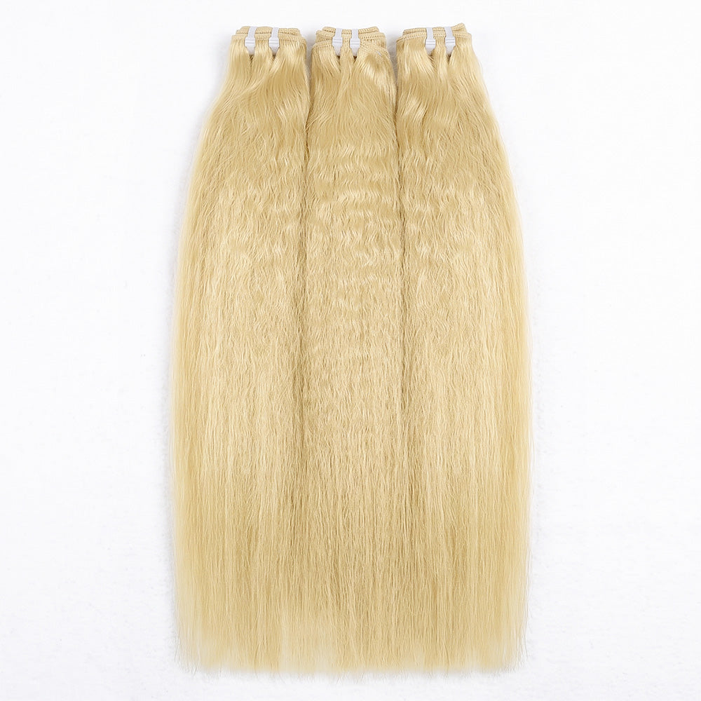 Kinky Stragiht Luxury Natural Hair Weft – 100% Virgin Human Hair / Wig Platinum Blonde LINKTOWIG