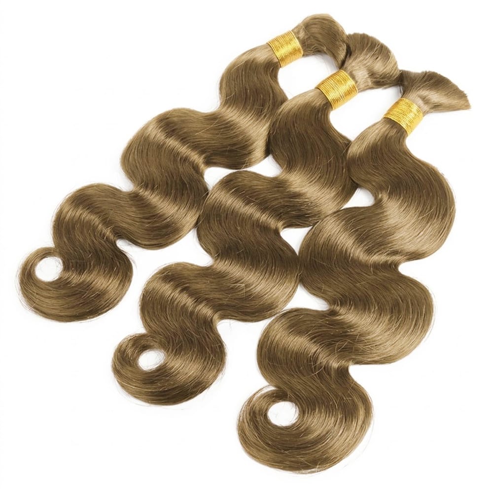 Body Wave 100% Raw Virgin Human Hair Bundles - (No Weft) Bulk Hair 3 Bundles / Ash Brown LINKTOWIG