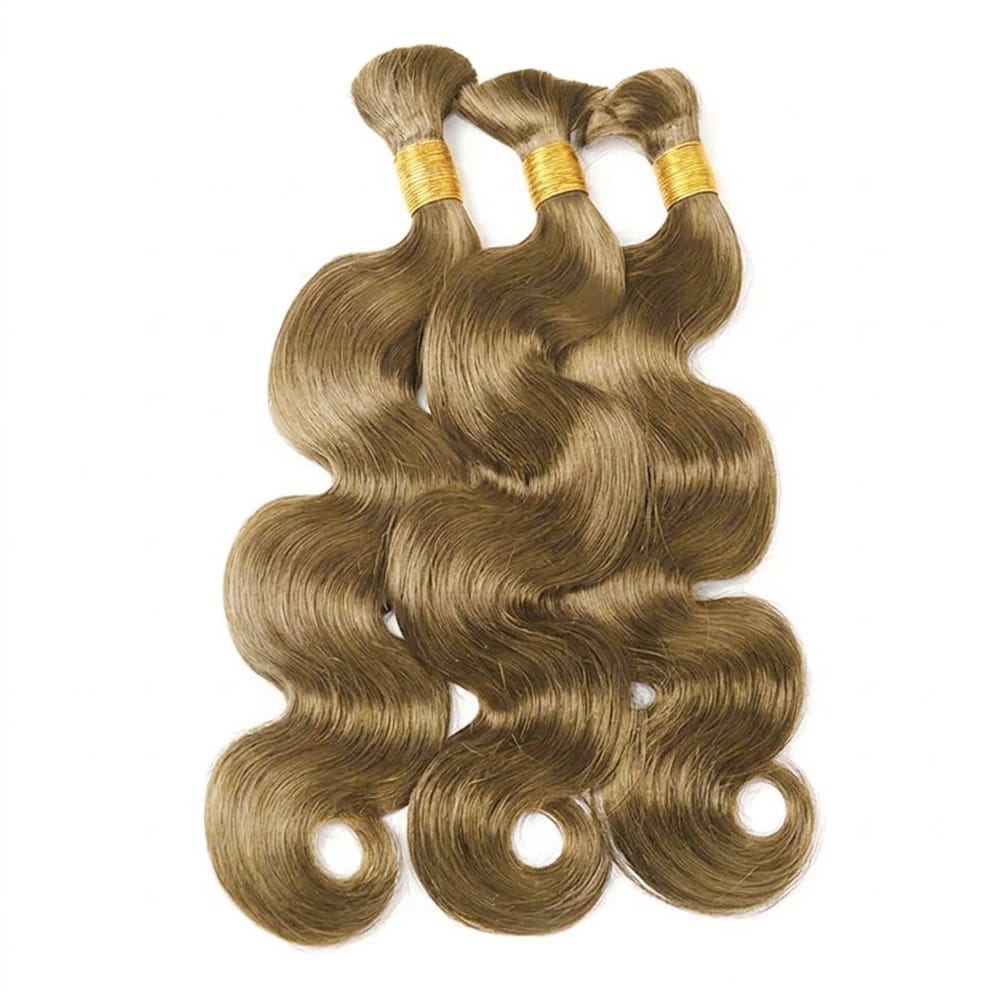 Body Wave 100% Raw Virgin Human Hair Bundles - (No Weft) Bulk Hair 3 Bundles / Ash Brown LINKTOWIG