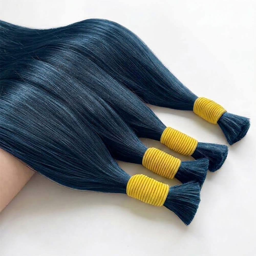 Stragiht 100% Raw Virgin Human Hair Bundles - (No Weft) Bulk Hair / Midnight Blue LINKTOWIG