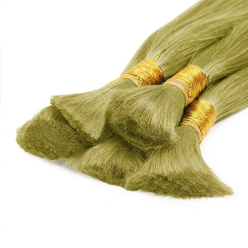 Stragiht 100% Raw Virgin Human Hair Bundles - (No Weft) Bulk Hair / Olive Green Blonde LINKTOWIG