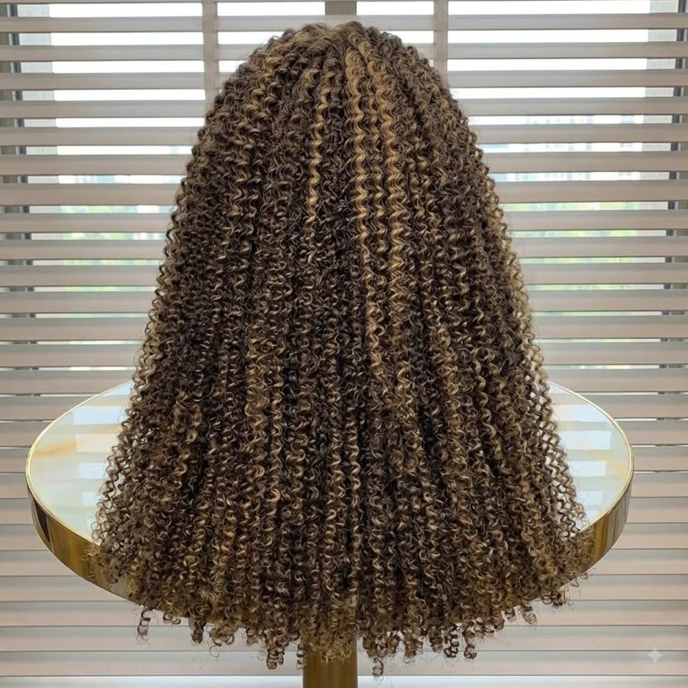 Afro Kinky Curly HD Lace Super Natural Lace Frontal Human Hair Wigs Ash Blonde Highlights LINKTOWIG