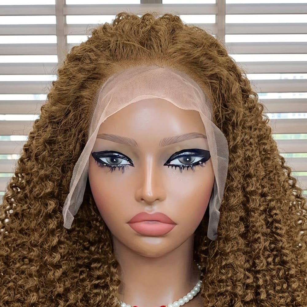 Afro Kinky Curly HD Lace Super Natural Lace Frontal Human Hair Wigs Ash Brown LINKTOWIG