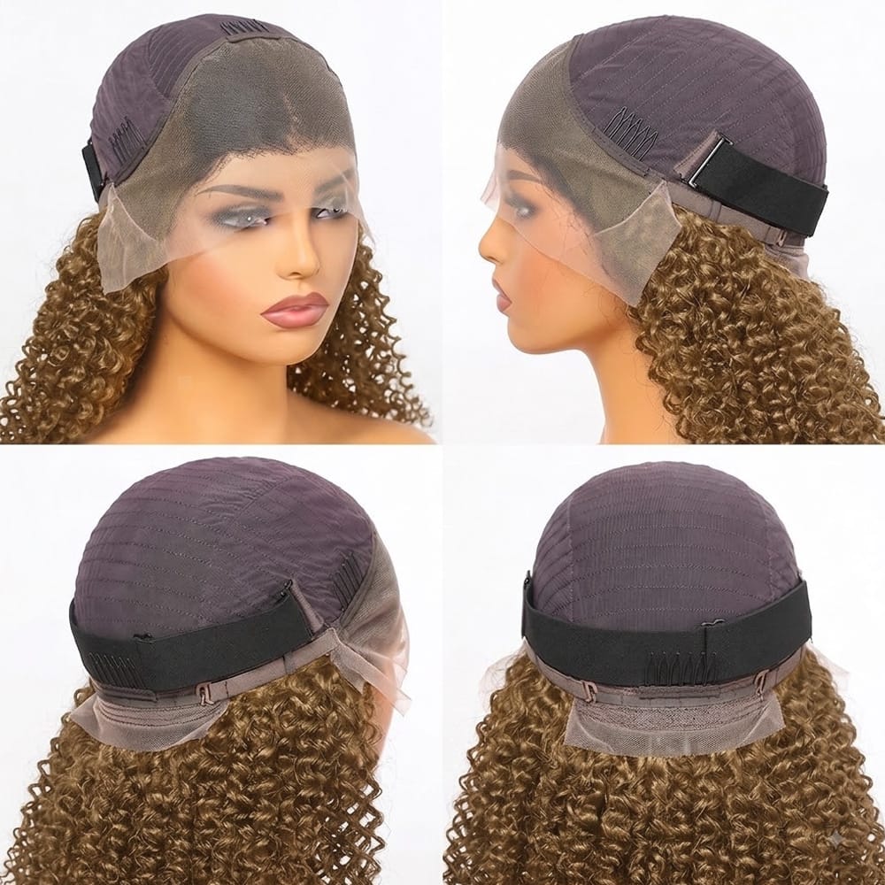 Afro Kinky Curly HD Lace Super Natural Lace Frontal Human Hair Wigs Ash Brown LINKTOWIG