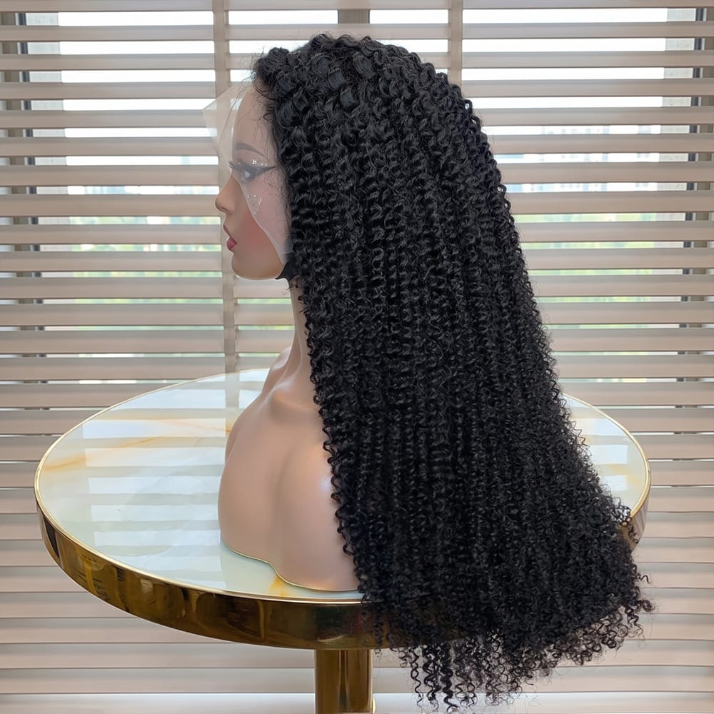 Afro Kinky Curly HD Lace Super Natural Lace Frontal Human Hair Wigs Black LINKTOWIG