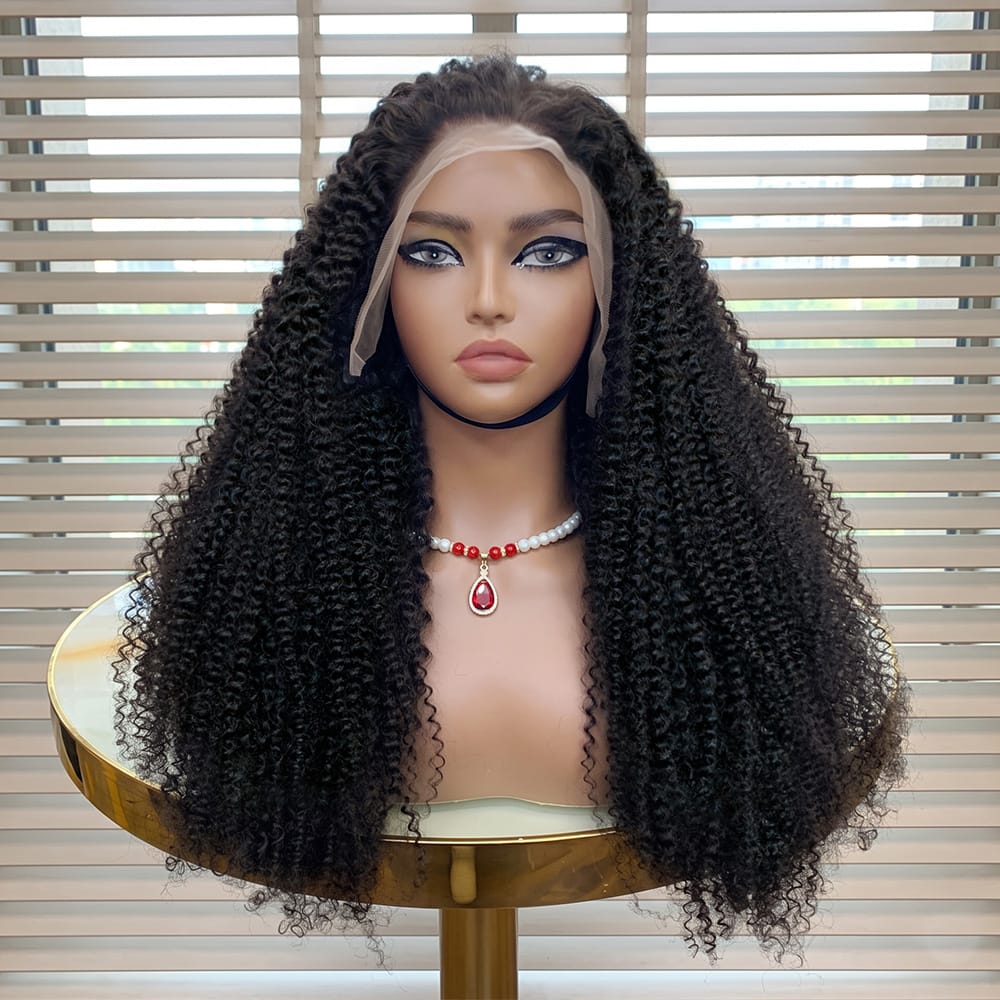 Afro Kinky Curly HD Lace Super Natural Lace Frontal Human Hair Wigs Black LINKTOWIG