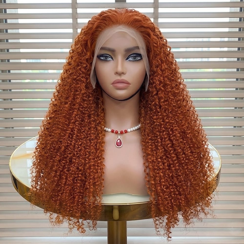 Afro Kinky Curly HD Lace Super Natural Lace Frontal Human Hair Wigs Burgundy LINKTOWIG