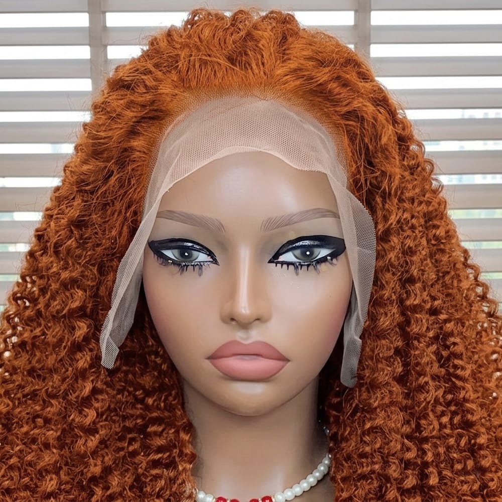 Afro Kinky Curly HD Lace Super Natural Lace Frontal Human Hair Wigs Burgundy LINKTOWIG