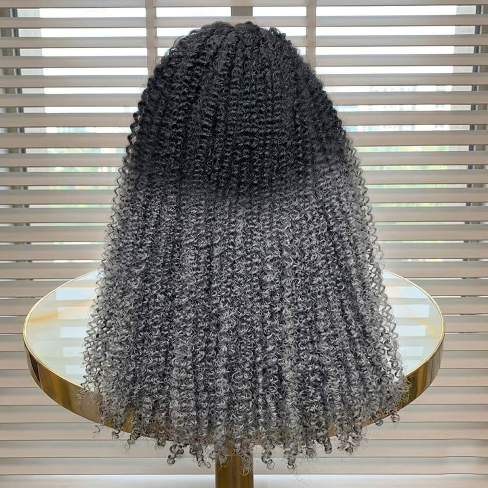 Afro Kinky Curly HD Lace Super Natural Lace Frontal Human Hair Wigs Dark Roots LINKTOWIG