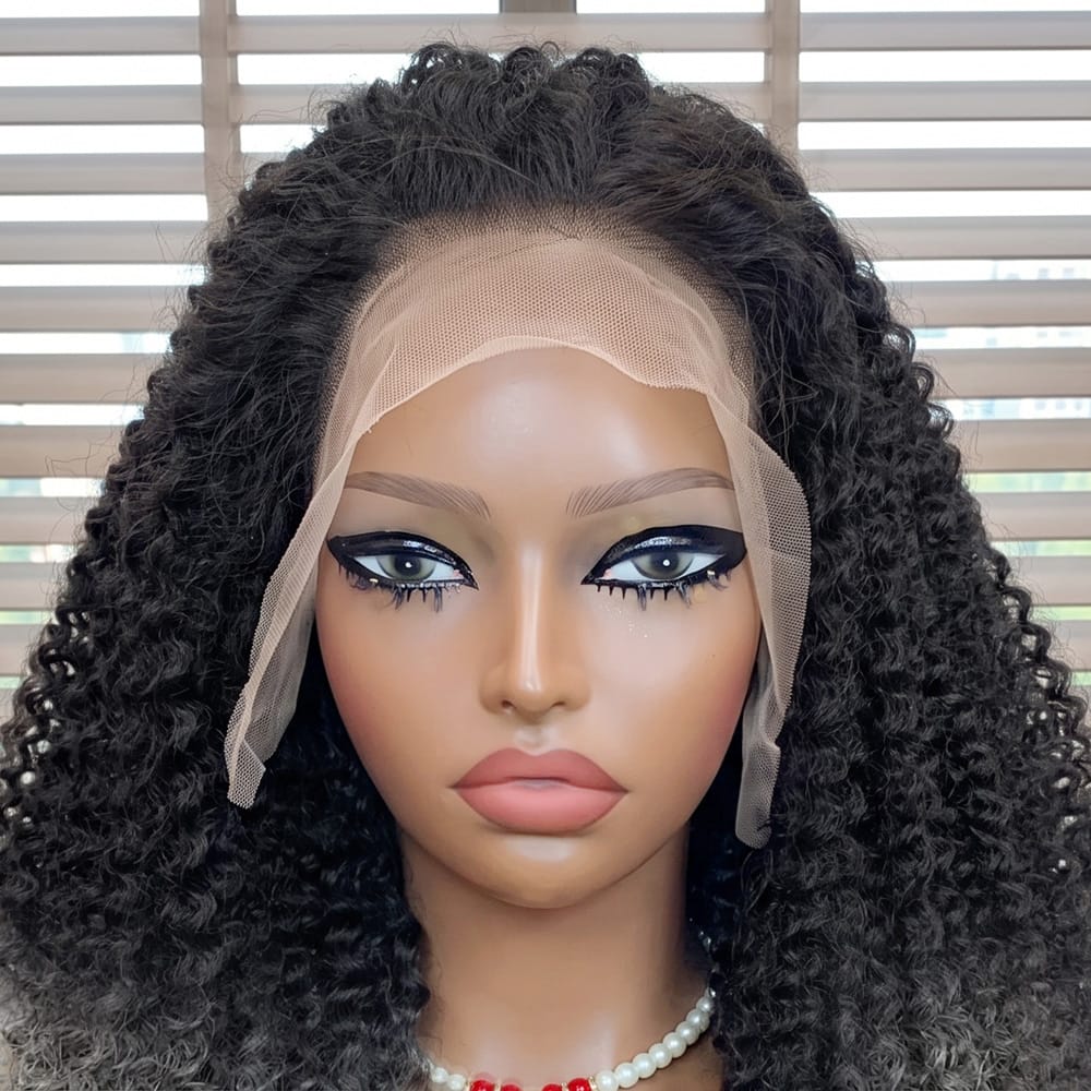 Afro Kinky Curly HD Lace Super Natural Lace Frontal Human Hair Wigs Dark Roots LINKTOWIG