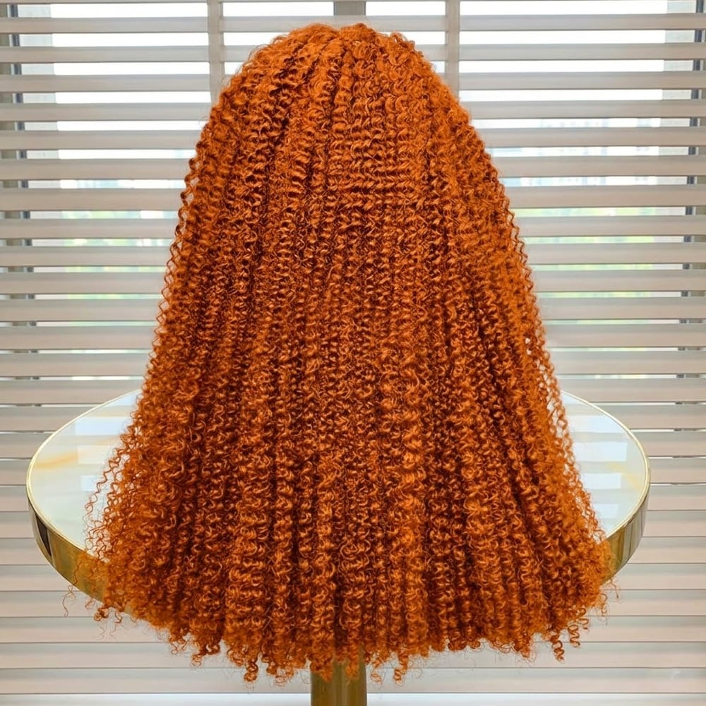 Afro Kinky Curly HD Lace Super Natural Lace Frontal Human Hair Wigs Ginger Orange LINKTOWIG