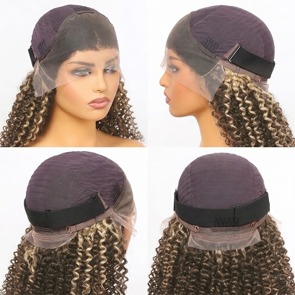 Afro Kinky Curly HD Lace Super Natural Lace Frontal Human Hair Wigs Honey Brown LINKTOWIG