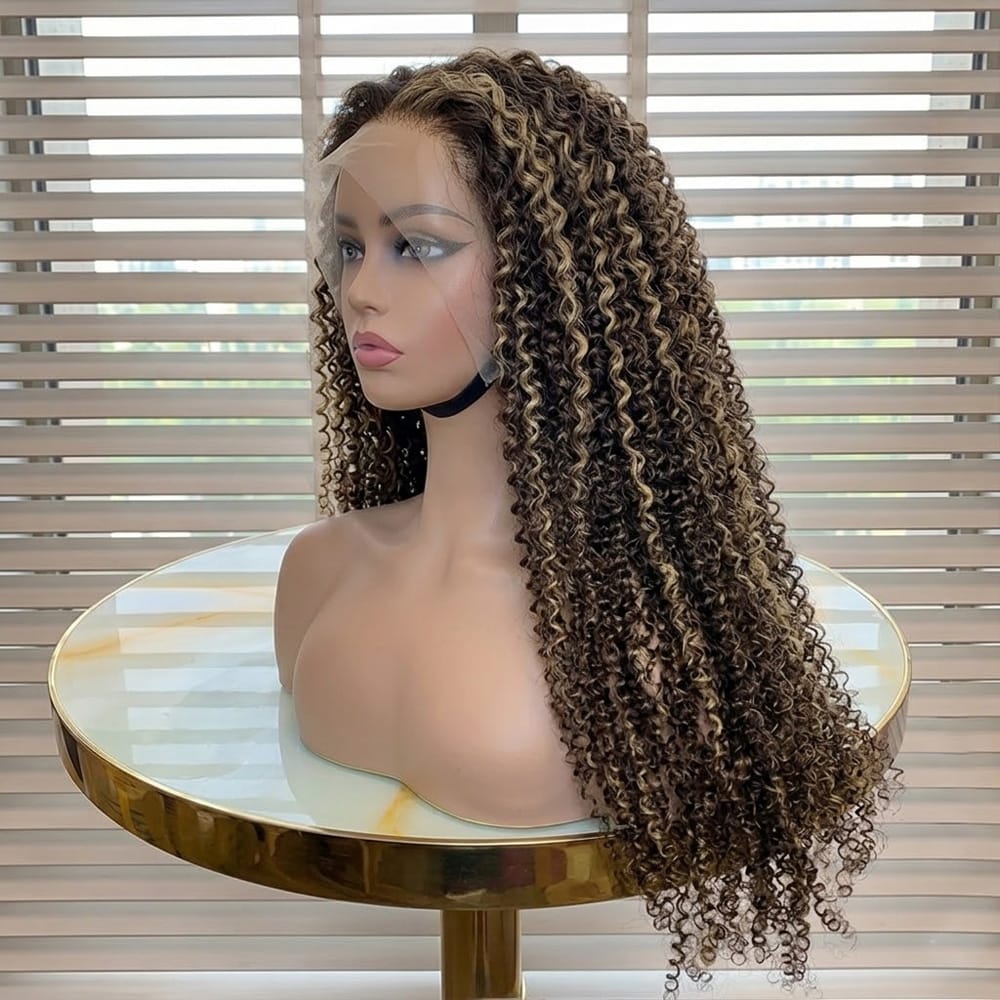 Afro Kinky Curly HD Lace Super Natural Lace Frontal Human Hair Wigs Piano Highlight Silver Grey LINKTOWIG