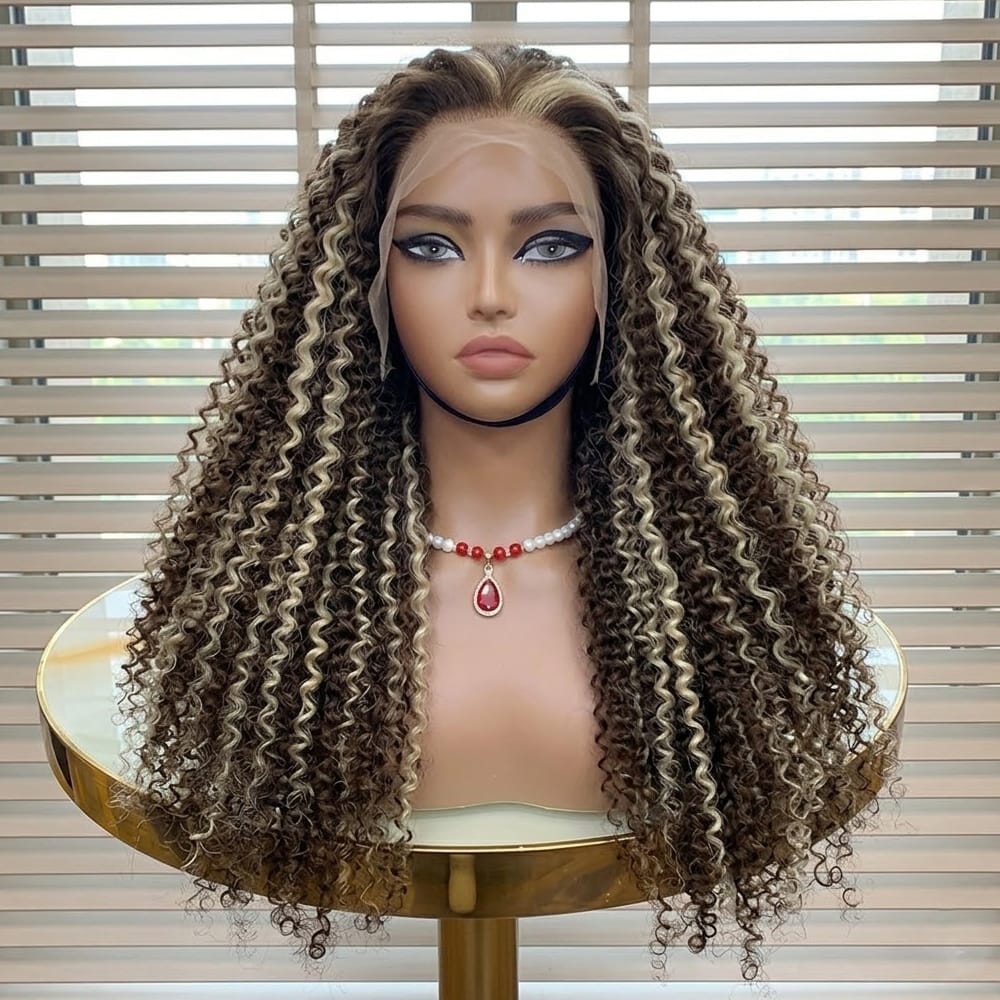 Afro Kinky Curly HD Lace Super Natural Lace Frontal Human Hair Wigs Piano Highlight Silver Grey LINKTOWIG