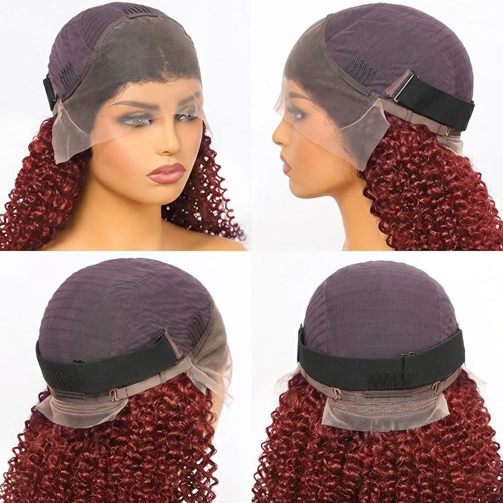 Afro Kinky Curly HD Lace Super Natural Lace Frontal Human Hair Wigs Ruby Red LINKTOWIG