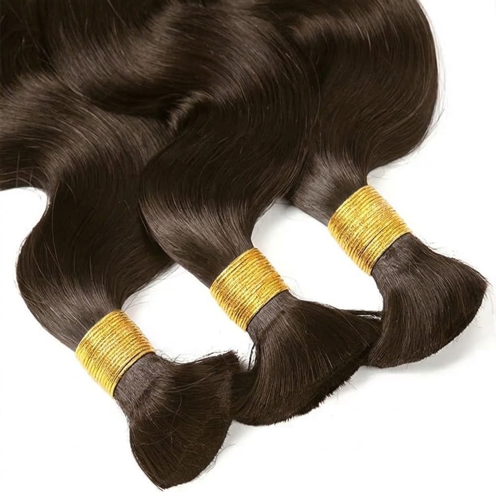 Body Wave 100% Raw Virgin Human Hair Bundles - (No Weft) Bulk Hair 3 Bundles / aramel Balayage Highlights LINKTOWIG