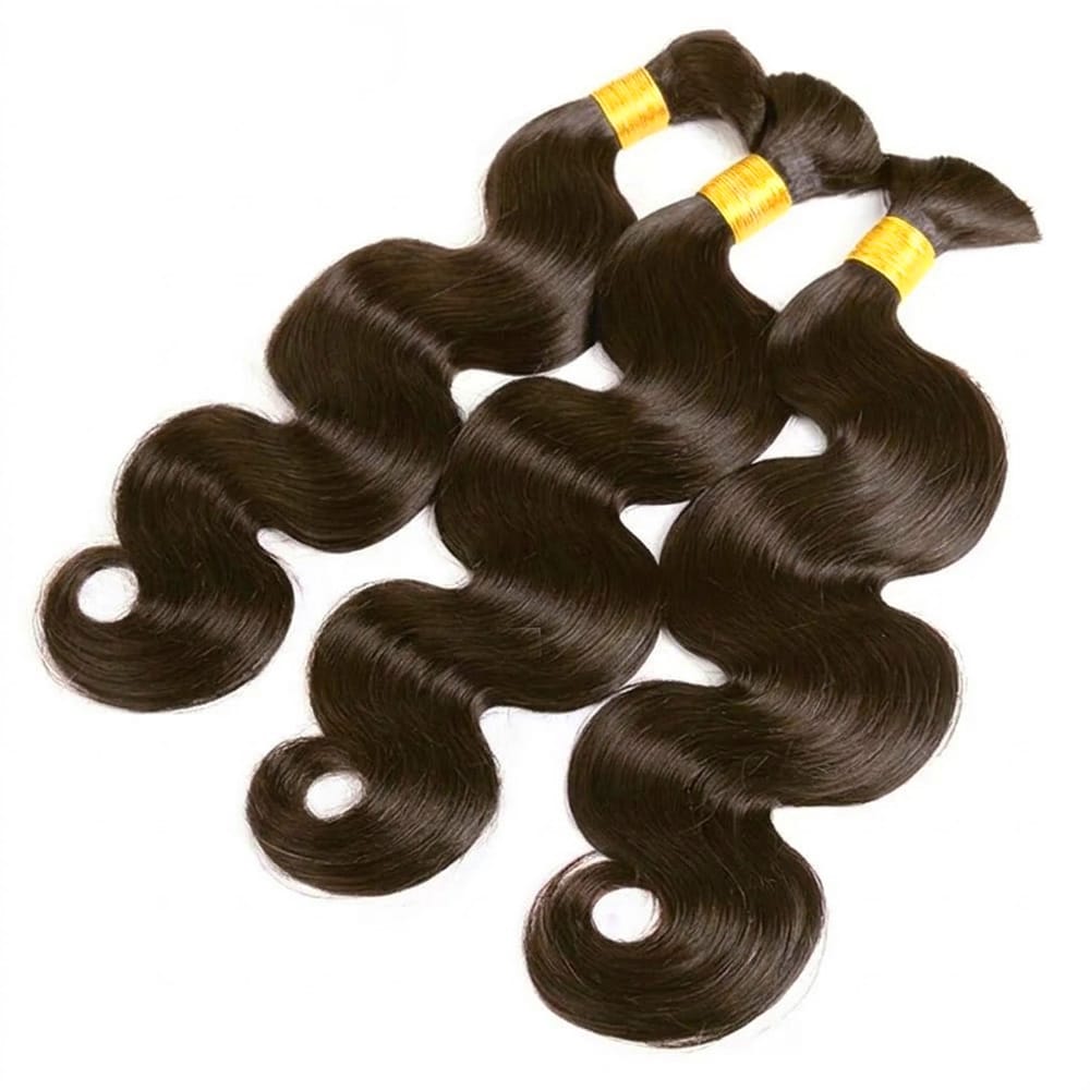 Body Wave 100% Raw Virgin Human Hair Bundles - (No Weft) Bulk Hair 3 Bundles / aramel Balayage Highlights LINKTOWIG