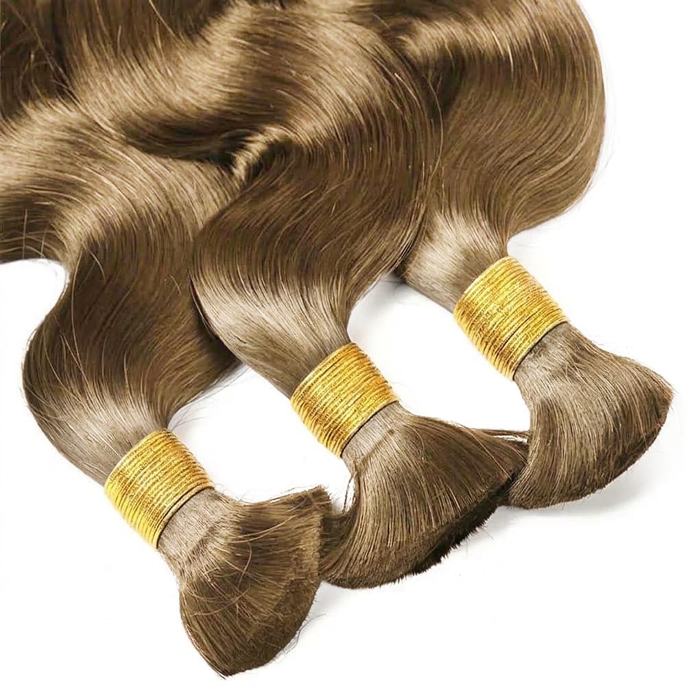 Body Wave 100% Raw Virgin Human Hair Bundles - (No Weft) Bulk Hair 3 Bundles / Ash Brown LINKTOWIG