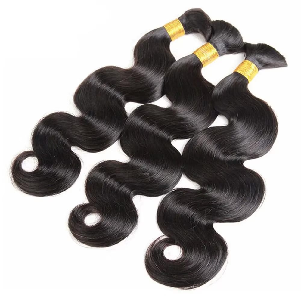 Body Wave 100% Raw Virgin Human Hair Bundles - (No Weft) Bulk Hair 3 Bundles / Black LINKTOWIG