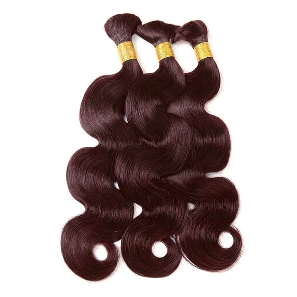 Body Wave 100% Raw Virgin Human Hair Bundles - (No Weft) Bulk Hair 3 Bundles / Burgundy LINKTOWIG