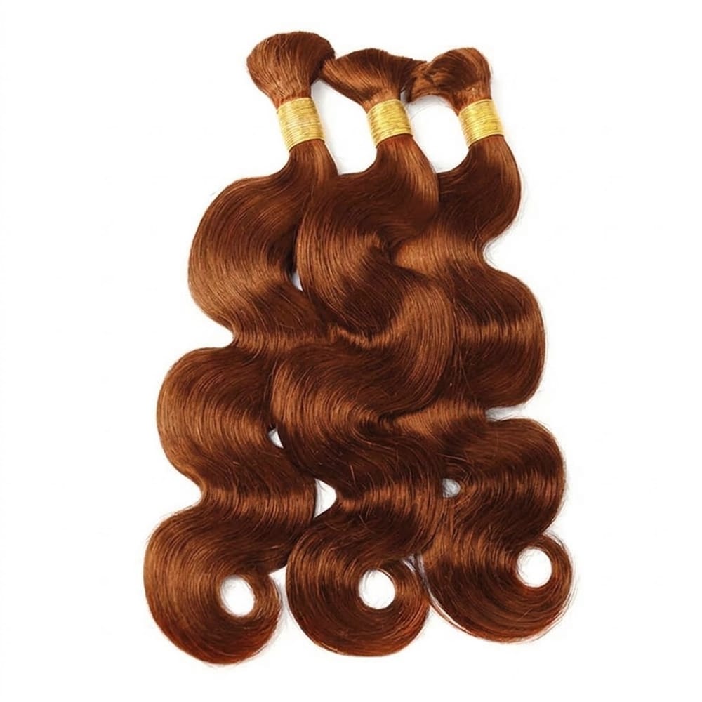 Body Wave 100% Raw Virgin Human Hair Bundles - (No Weft) Bulk Hair 3 Bundles / Copper Orange LINKTOWIG