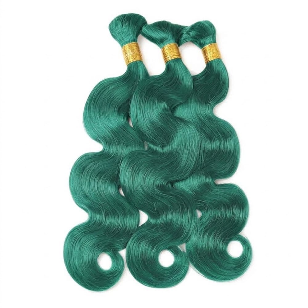 Body Wave 100% Raw Virgin Human Hair Bundles - (No Weft) Bulk Hair 3 Bundles / Dark Emerald Green LINKTOWIG