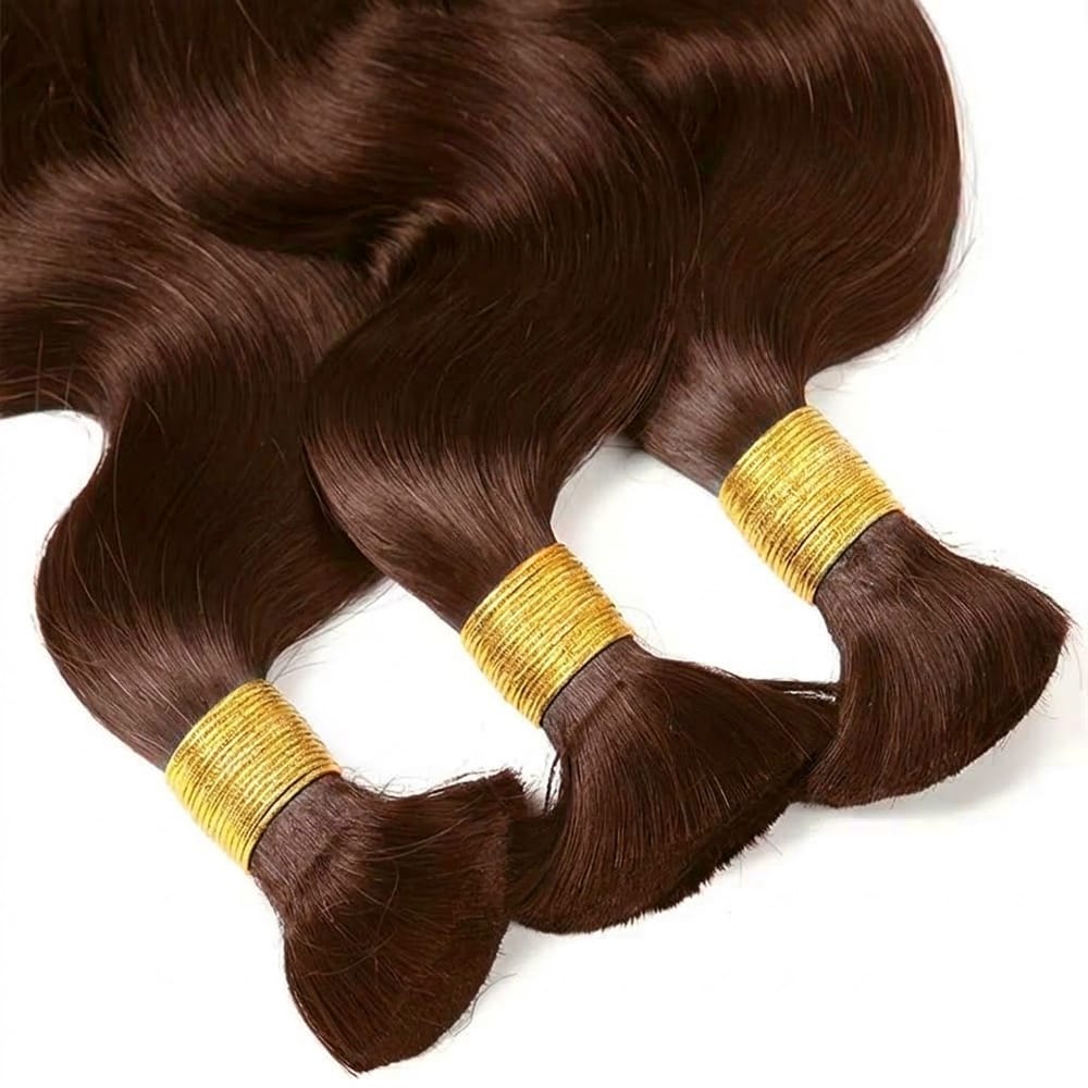 Body Wave 100% Raw Virgin Human Hair Bundles - (No Weft) Bulk Hair 3 Bundles / Espresso Brown LINKTOWIG