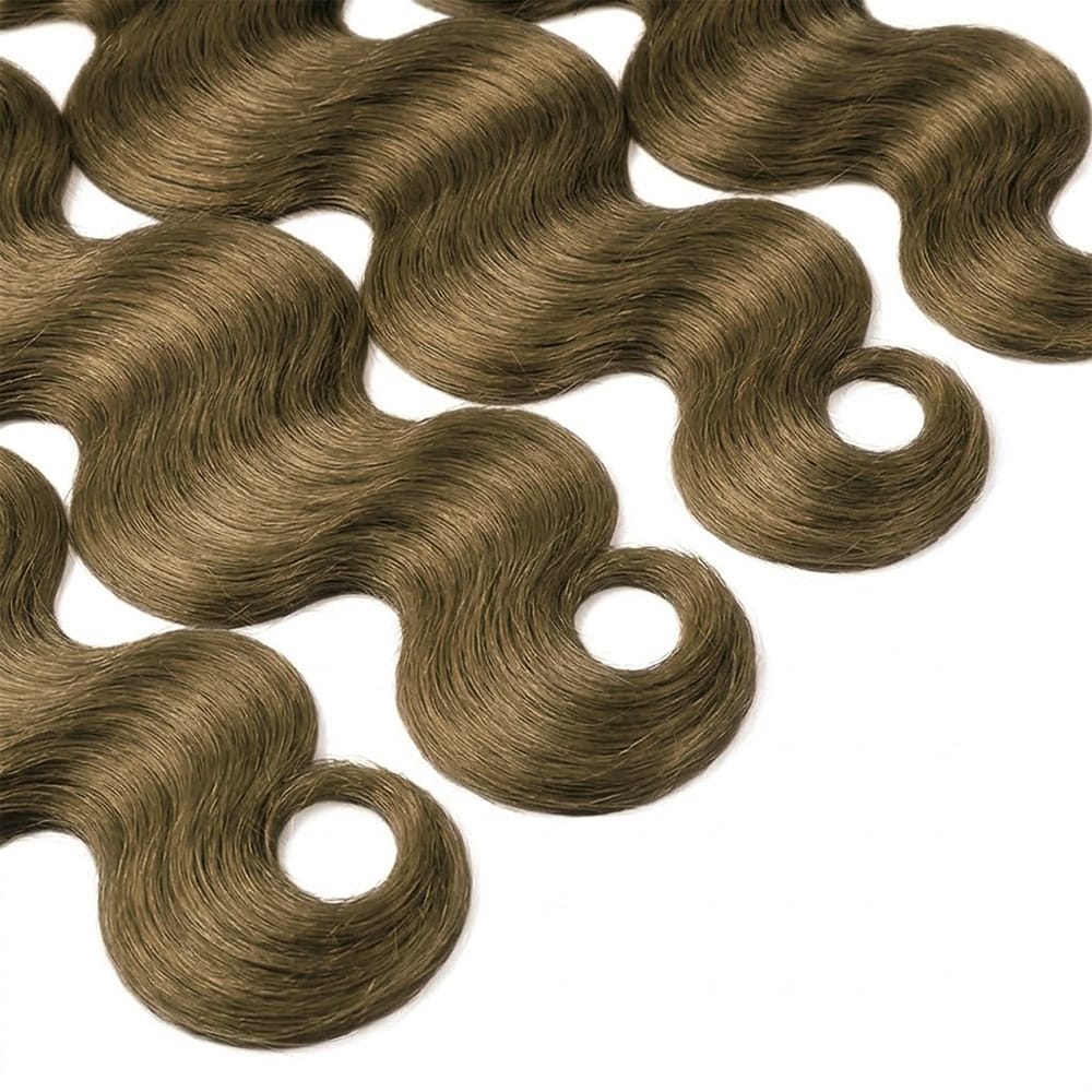 Body Wave 100% Raw Virgin Human Hair Bundles - (No Weft) Bulk Hair 3 Bundles / Medium Chestnut Brown LINKTOWIG