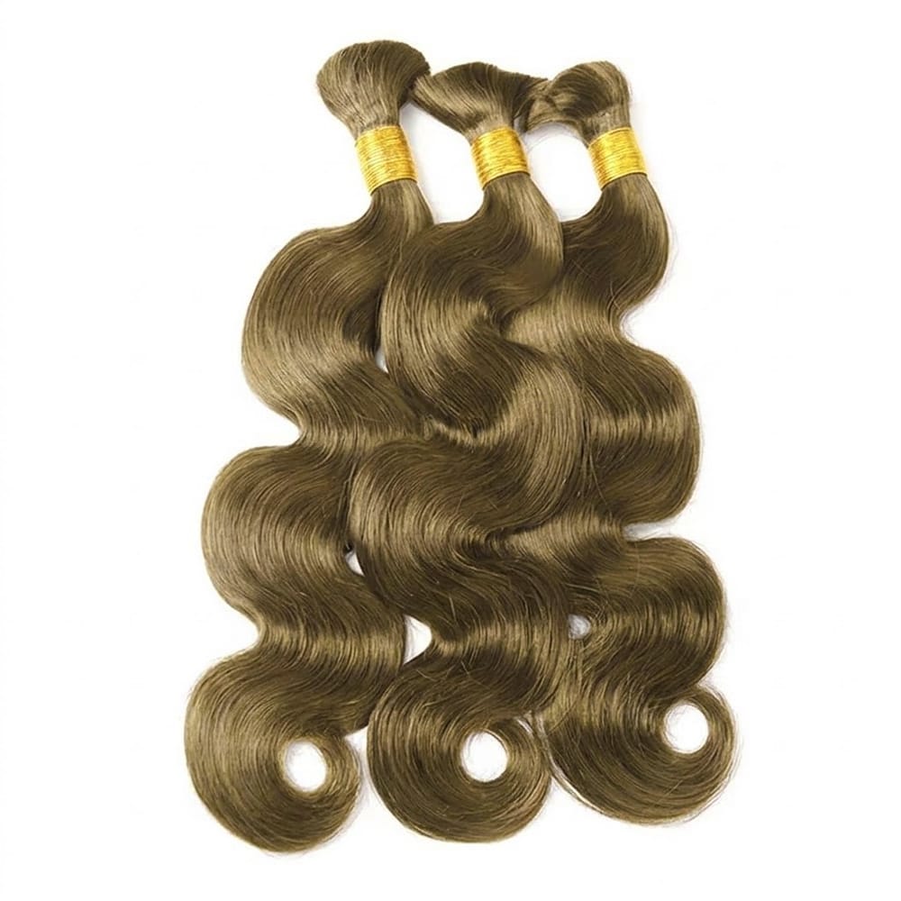 Body Wave 100% Raw Virgin Human Hair Bundles - (No Weft) Bulk Hair 3 Bundles / Medium Chestnut Brown LINKTOWIG