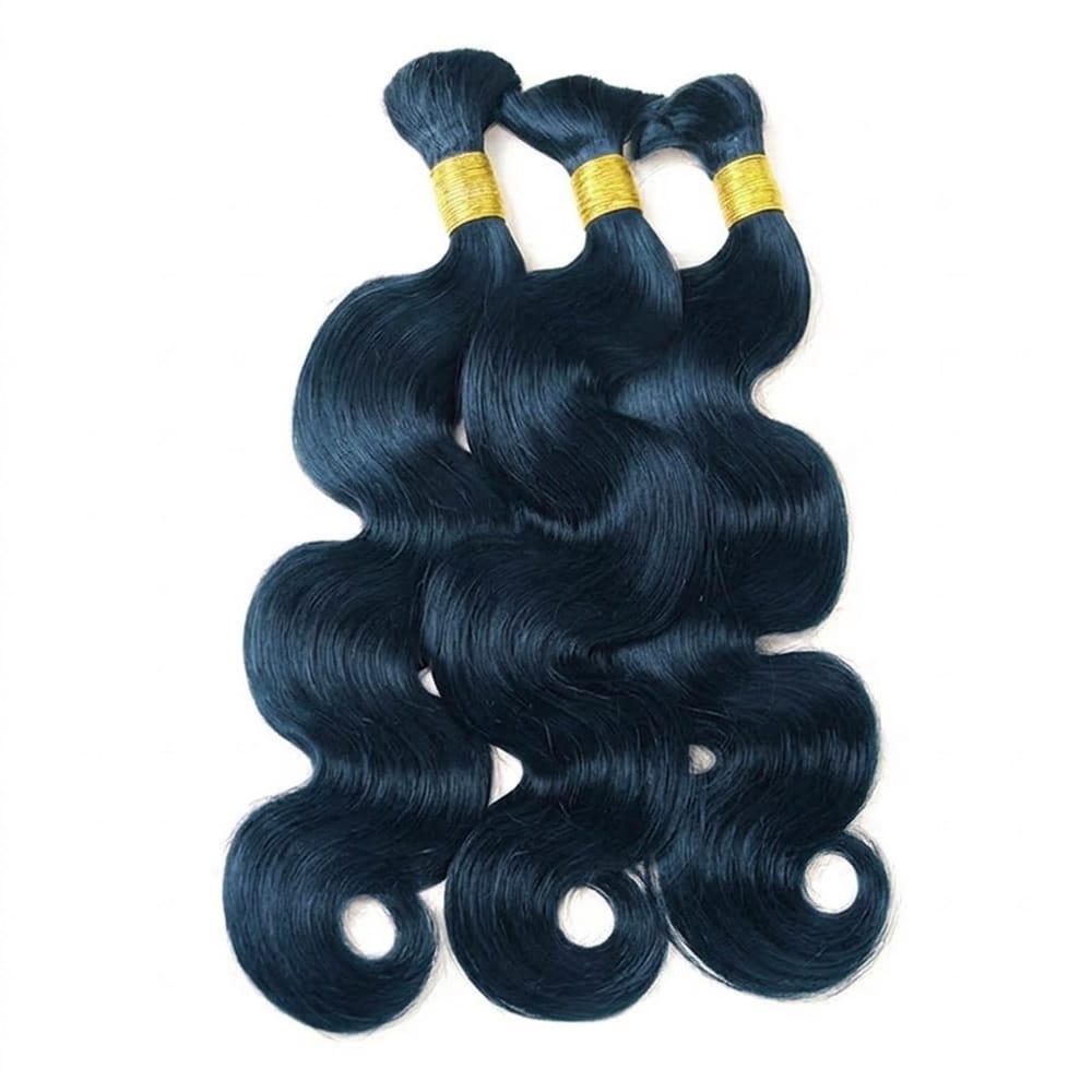 Body Wave 100% Raw Virgin Human Hair Bundles - (No Weft) Bulk Hair 3 Bundles / Midnight Blue LINKTOWIG