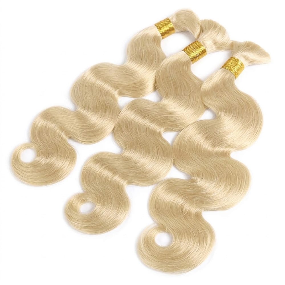 Body Wave 100% Raw Virgin Human Hair Bundles - (No Weft) Bulk Hair 3 Bundles / Platinum Blonde LINKTOWIG