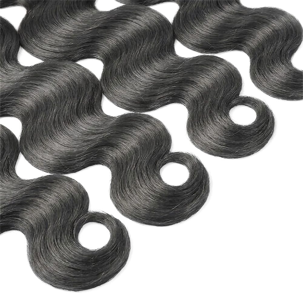 Body Wave 100% Raw Virgin Human Hair Bundles - (No Weft) Bulk Hair 3 Bundles / Silver Grey LINKTOWIG
