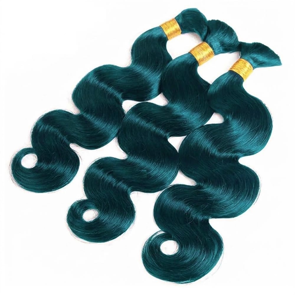 Body Wave 100% Raw Virgin Human Hair Bundles - (No Weft) Bulk Hair 3 Bundles / Teal Green LINKTOWIG