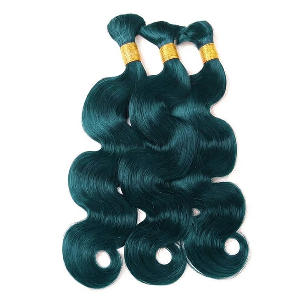 Body Wave 100% Raw Virgin Human Hair Bundles - (No Weft) Bulk Hair 3 Bundles / Teal Green LINKTOWIG