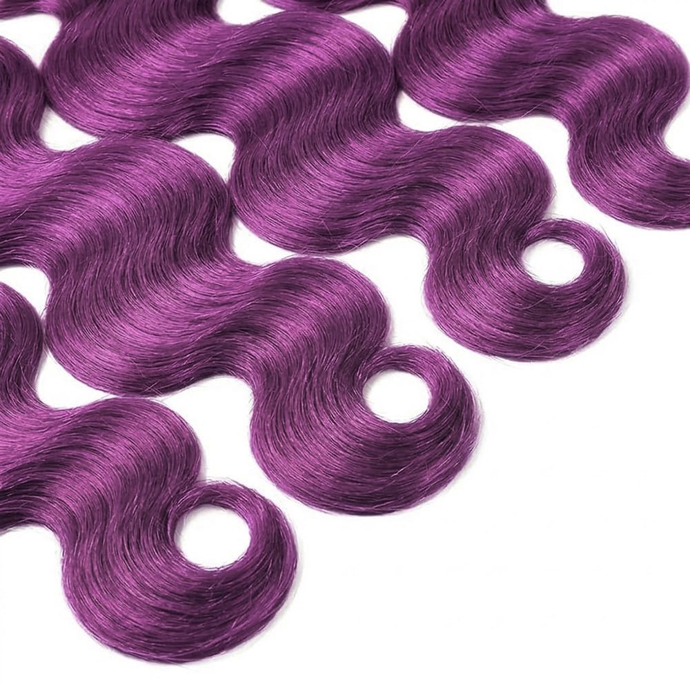 Body Wave 100% Raw Virgin Human Hair Bundles - (No Weft) Bulk Hair 3 Bundles / Violet Purple LINKTOWIG