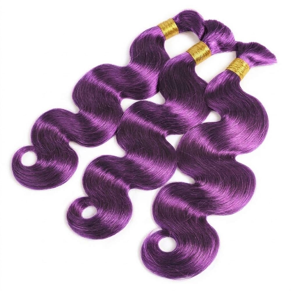 Body Wave 100% Raw Virgin Human Hair Bundles - (No Weft) Bulk Hair 3 Bundles / Violet Purple LINKTOWIG