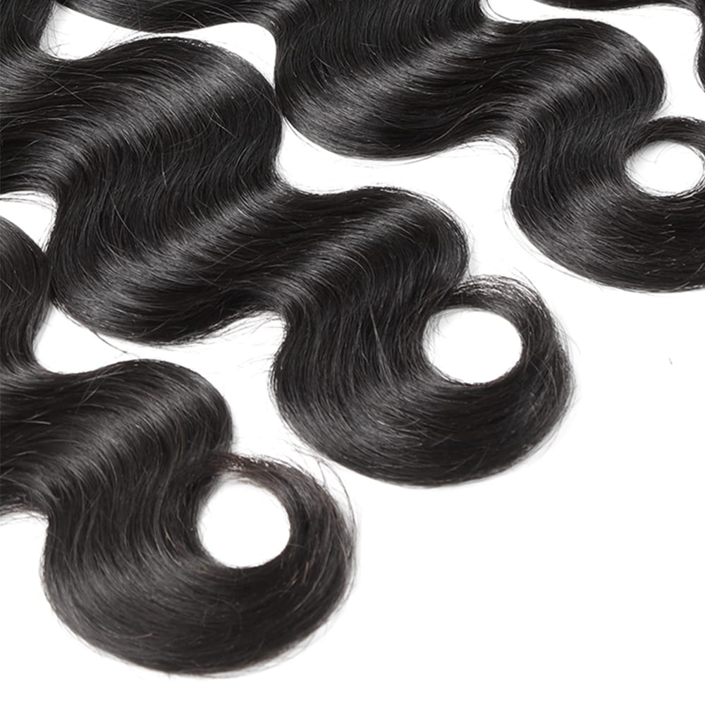 Body Wave Hair Bundles / Feather Hair Extensions — 100% Virgin Human Hair / Black LINKTOWIG