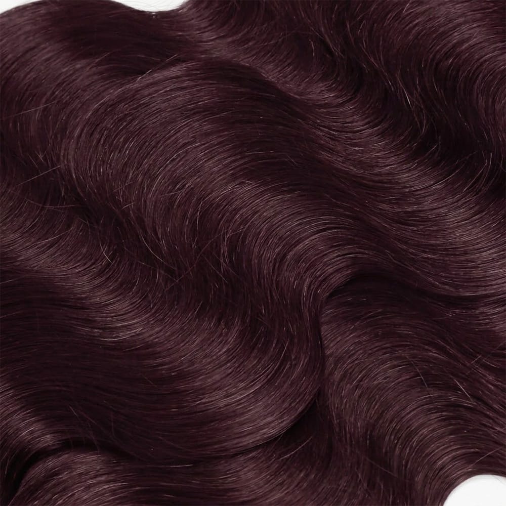 Body Wave Hair Bundles / Feather Hair Extensions — 100% Virgin Human Hair / Burgundy LINKTOWIG