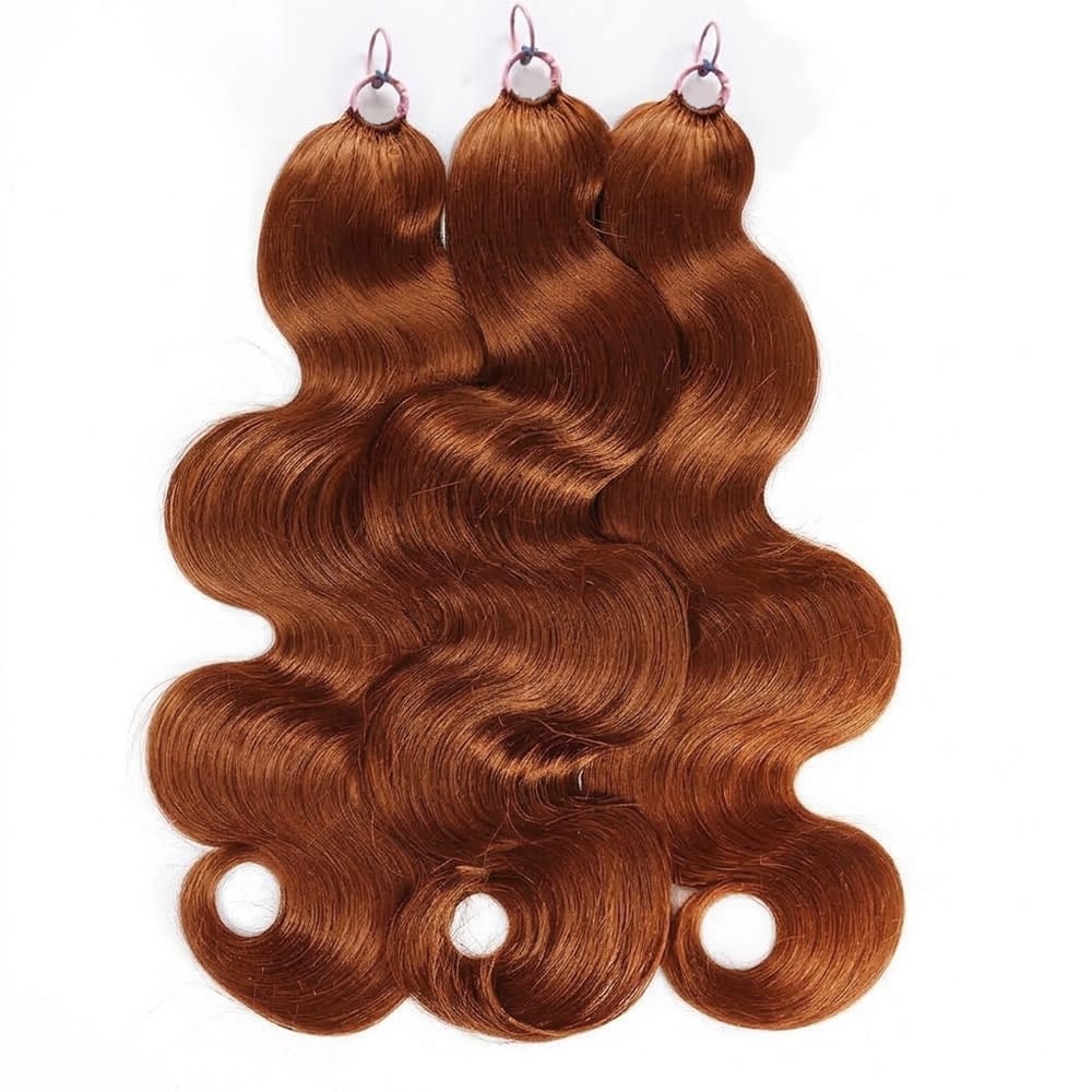 Body Wave Hair Bundles / Feather Hair Extensions — 100% Virgin Human Hair / Copper Orange LINKTOWIG