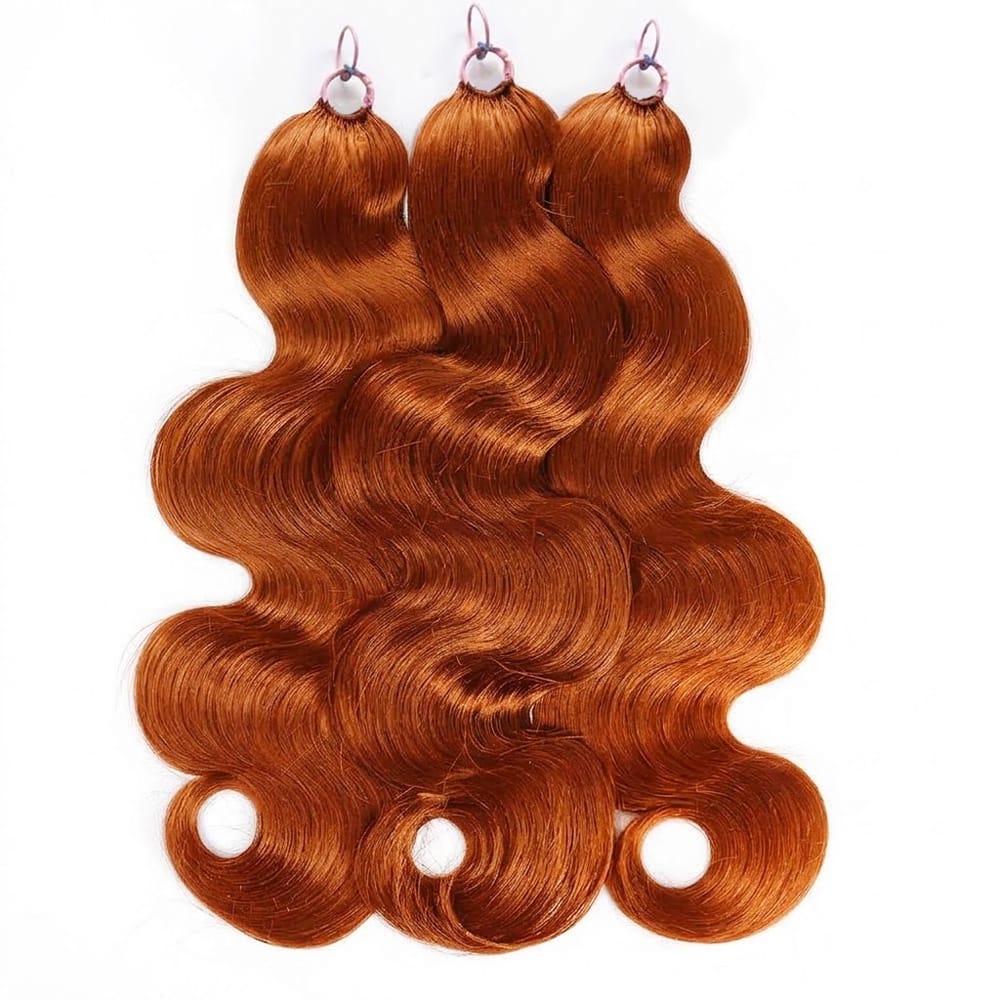 Body Wave Hair Bundles / Feather Hair Extensions — 100% Virgin Human Hair / Ginger Orange LINKTOWIG