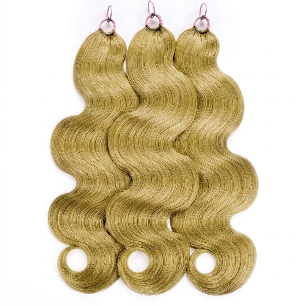 Body Wave Hair Bundles / Feather Hair Extensions — 100% Virgin Human Hair / Olive Green Blonde LINKTOWIG