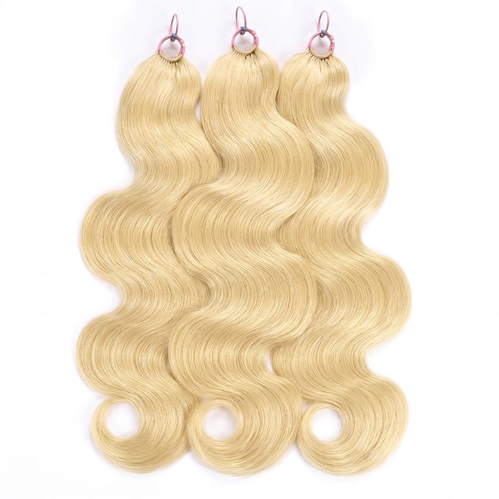Body Wave Hair Bundles / Feather Hair Extensions — 100% Virgin Human Hair / Platinum Blonde LINKTOWIG