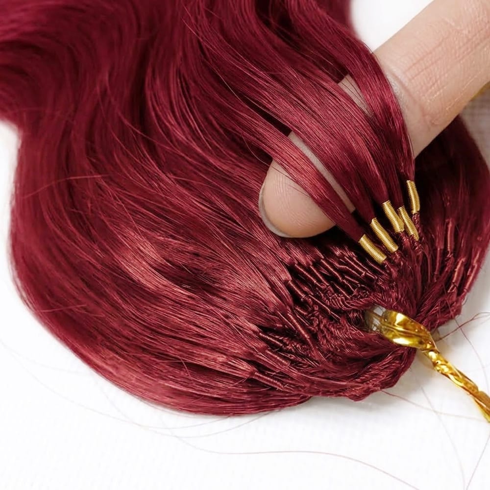 Body Wave Hair Bundles / Feather Hair Extensions — 100% Virgin Human Hair / Ruby Red LINKTOWIG